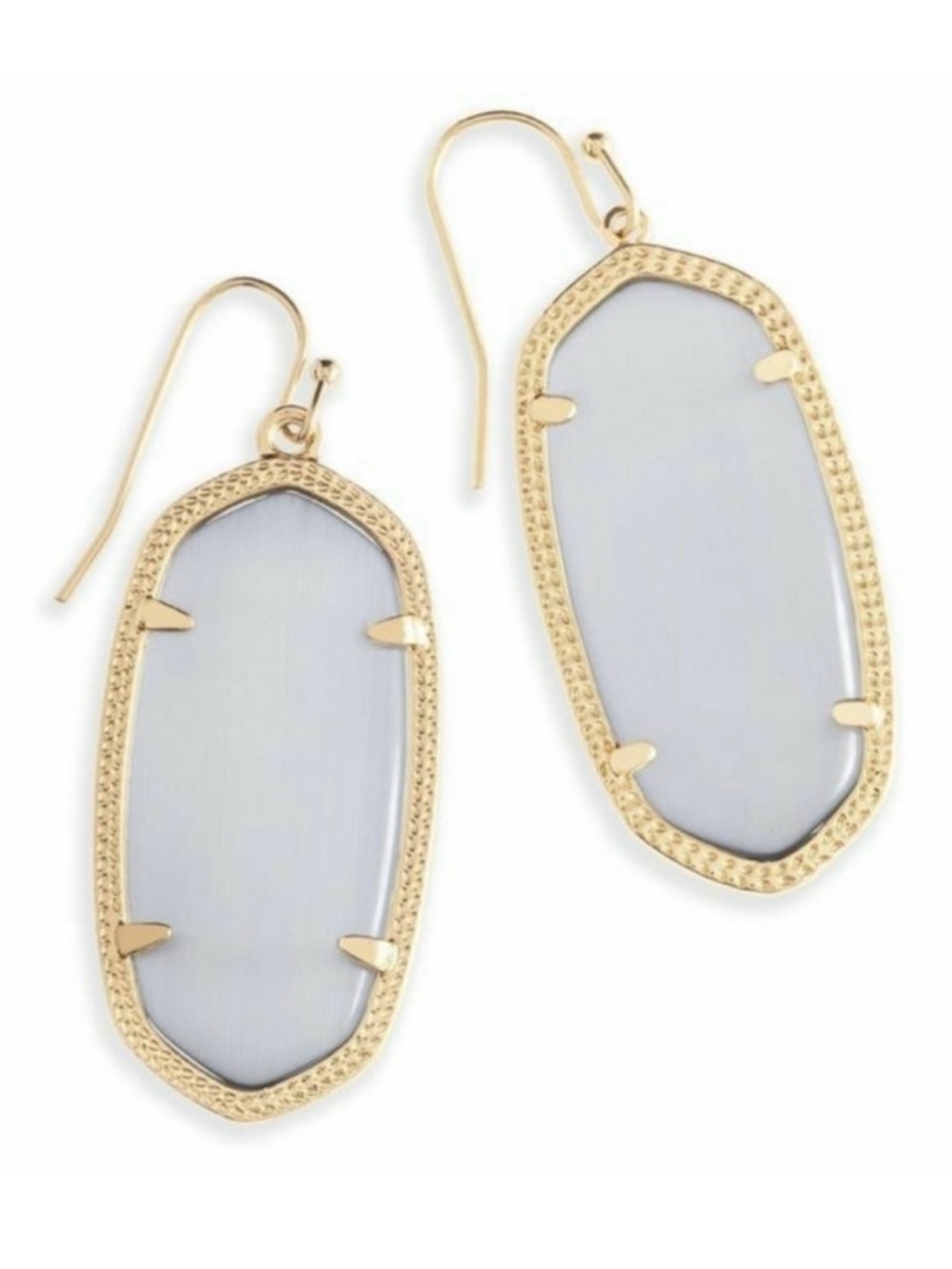 Kendra Scott Elle Slate Cat’s Eye Drop Earrings in Gold Frame